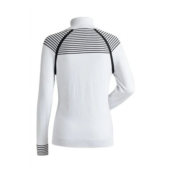 NWT NILS Womens Skier Sweater Medium White Black 1/24Zip Mock Neck MSRP$175 - Picture 6 of 11
